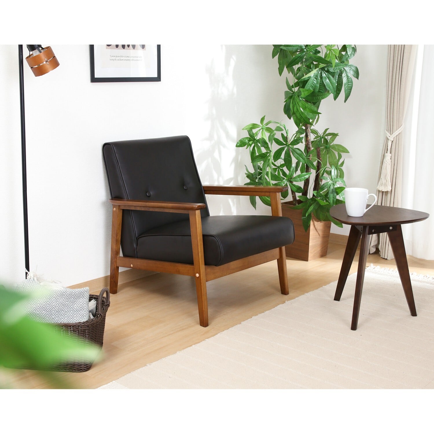 1人掛け】バイキャストPUソファ ミート 1P DBR ダークブラウン