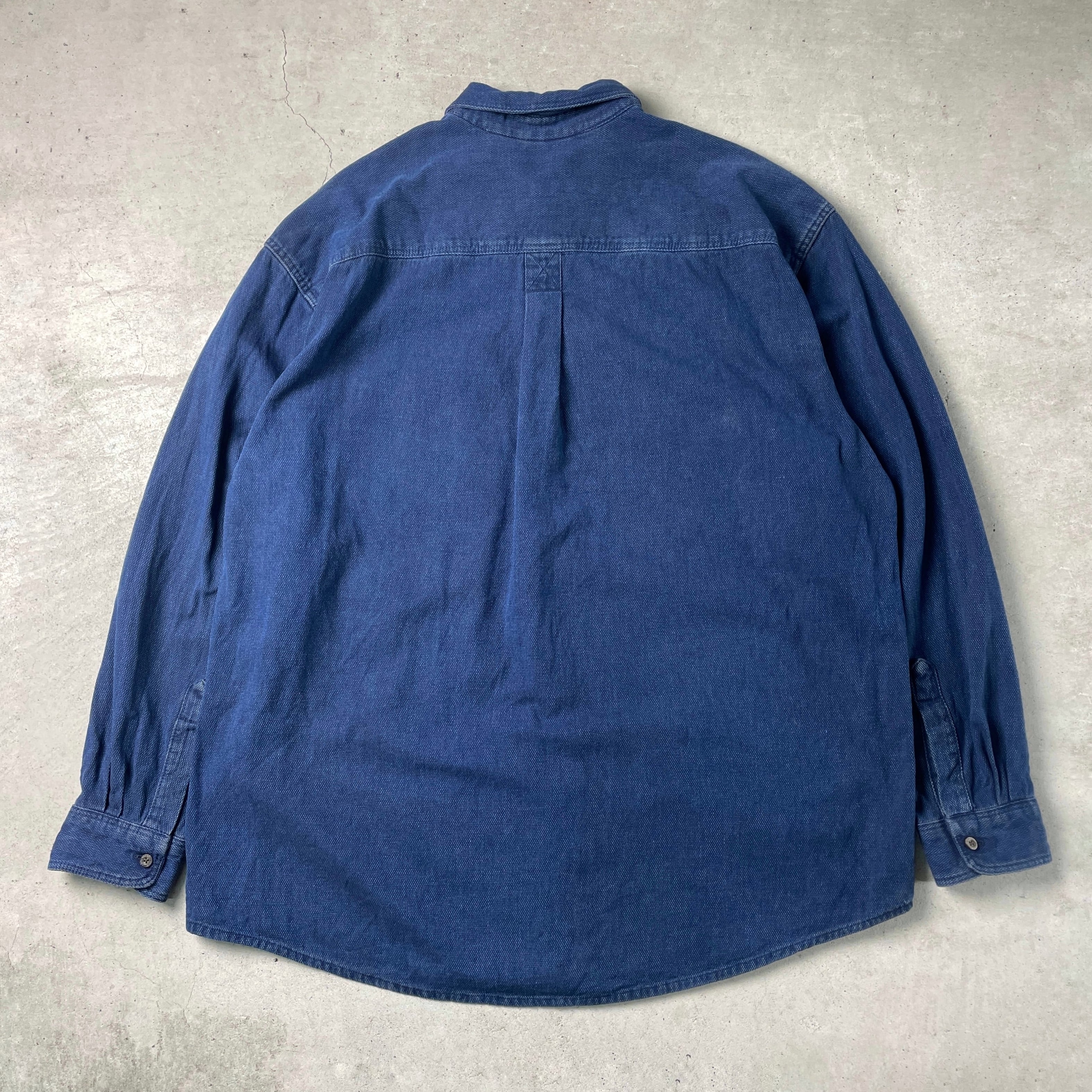 90年代 USA製 L.L.Bean エルエルビーン 刺し子 インディゴ染め ボタン 