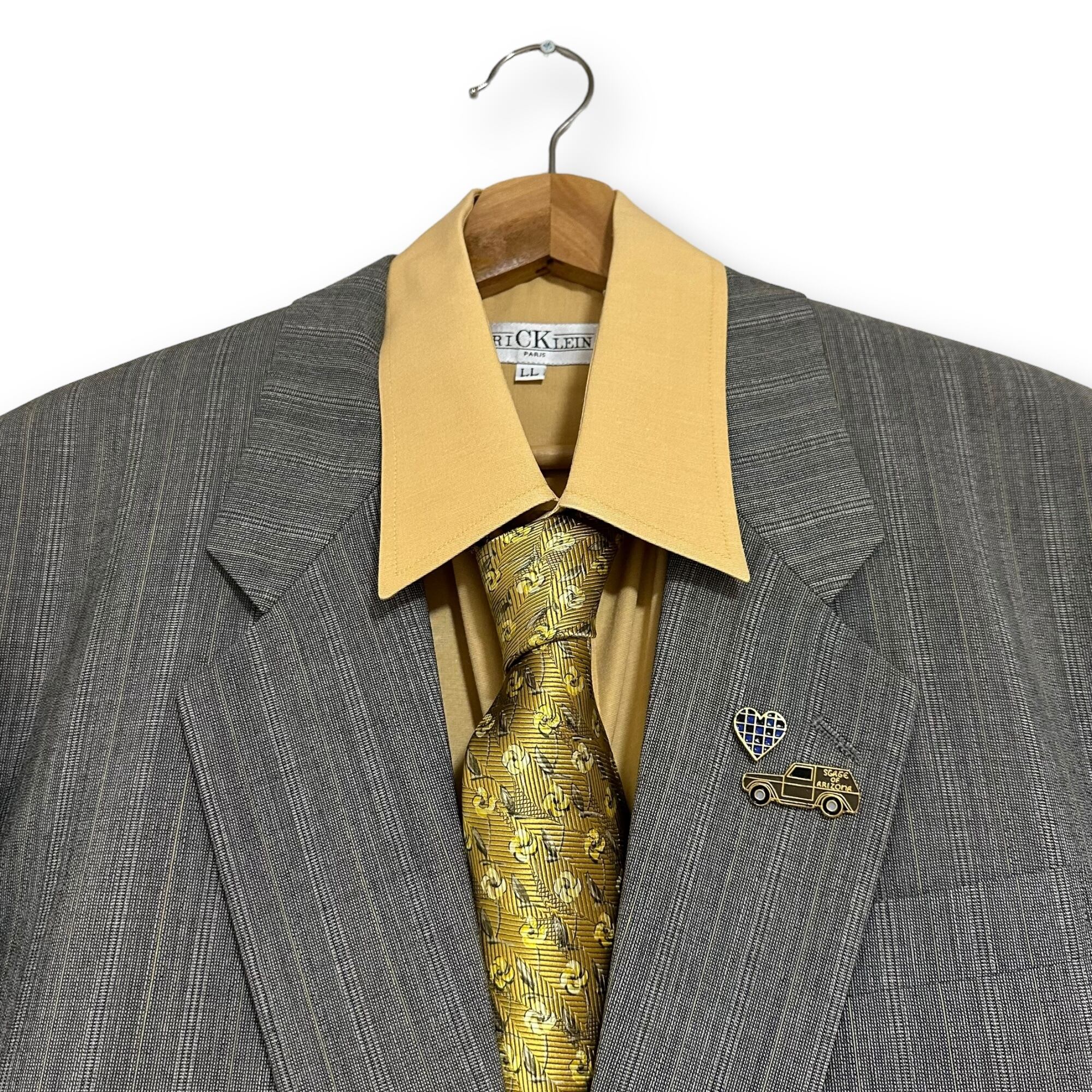 yellow stripe setup & "ermenegildo ZEGNA" tie & yellow dress shirt