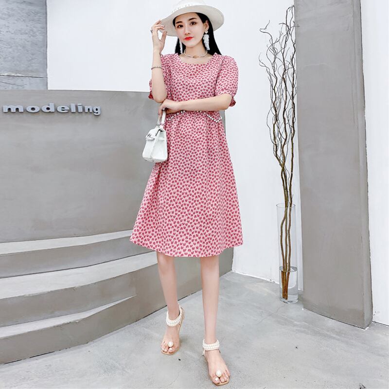 サマーカラーフローラルドレス ルーズスカート 大きめサイズ 夏物 花柄 スクウェア ミックスインファッション50411736042