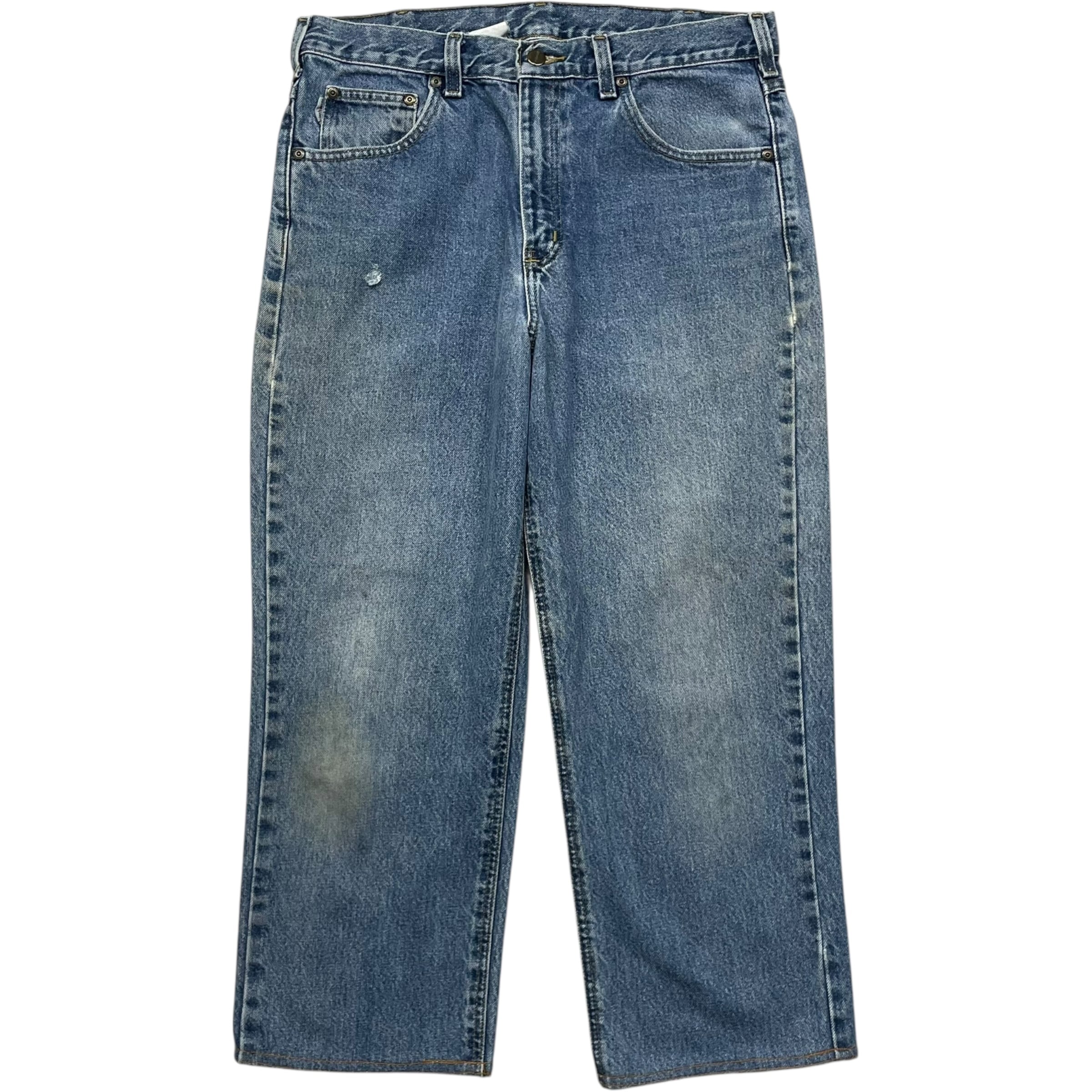 《実寸 W33L24》 Carhartt カーハート デニムパンツ 裾上げお直し ブルー no.8827