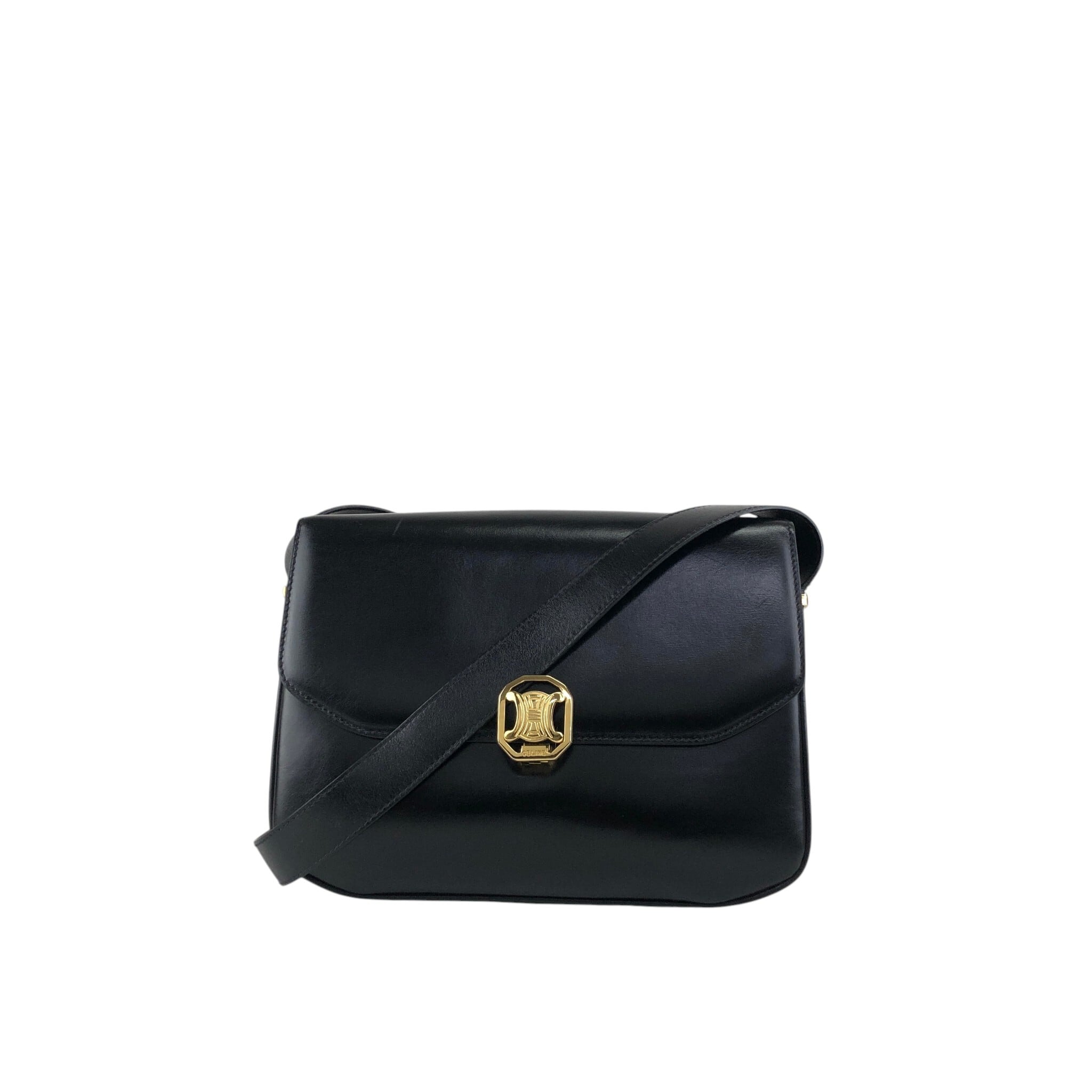 CELINE セリーヌ ショルダーバッグ ブラック ブラゾン レザー vintage