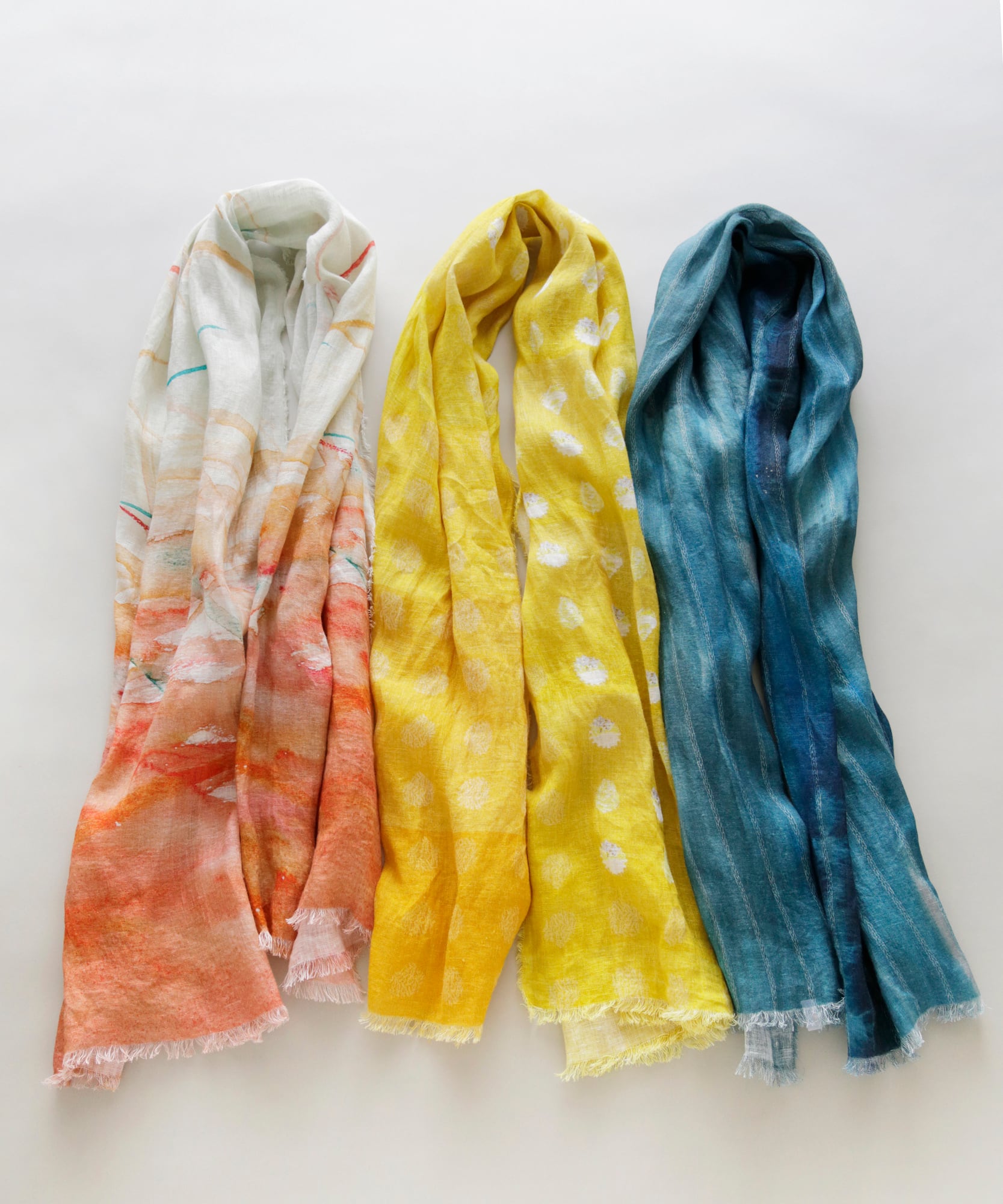 水彩】水彩リネンガーゼストール〇オレンジ | 上質に自分らしさを