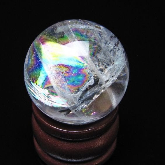 アイリスクォーツ 水晶玉 虹入り 25mm 水晶 丸玉 スフィア 置物 原石 一点物 141-8580