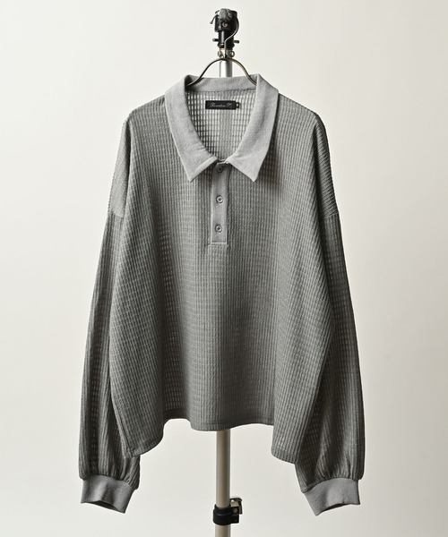 Revertical Knitted long-sleeved polo shirt (GRY) RV9233