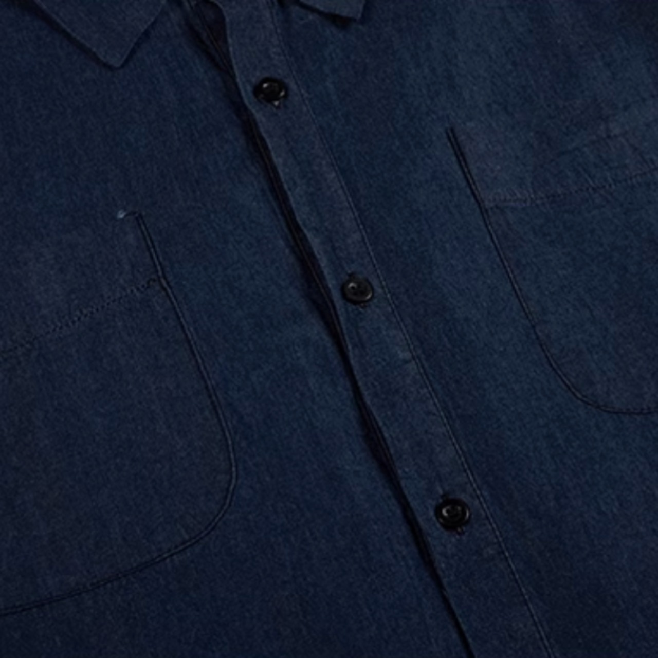 薄デニム半袖サマーワークシャツ　0721