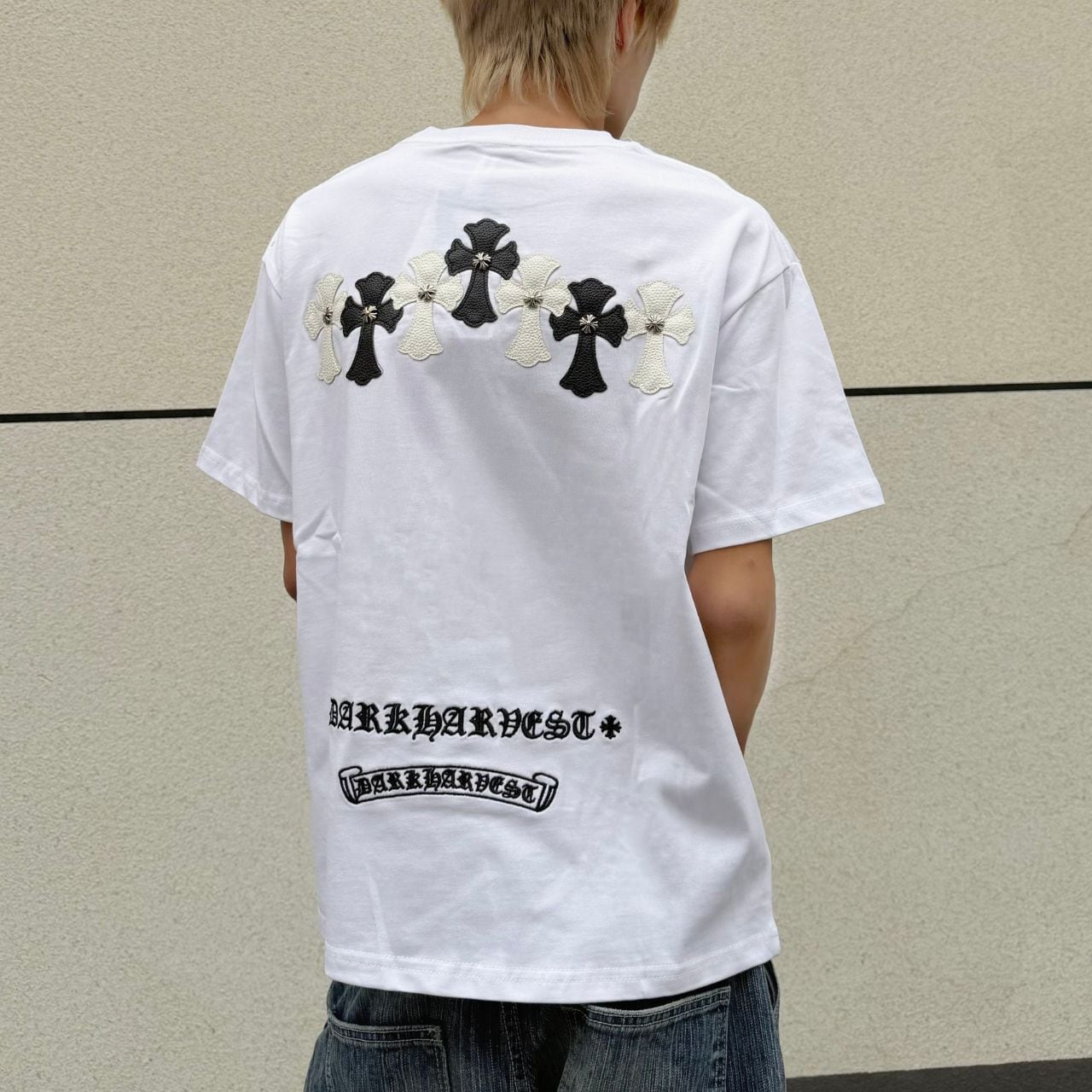 クロスモチーフゴシックロゴTシャツ 3col A00142
