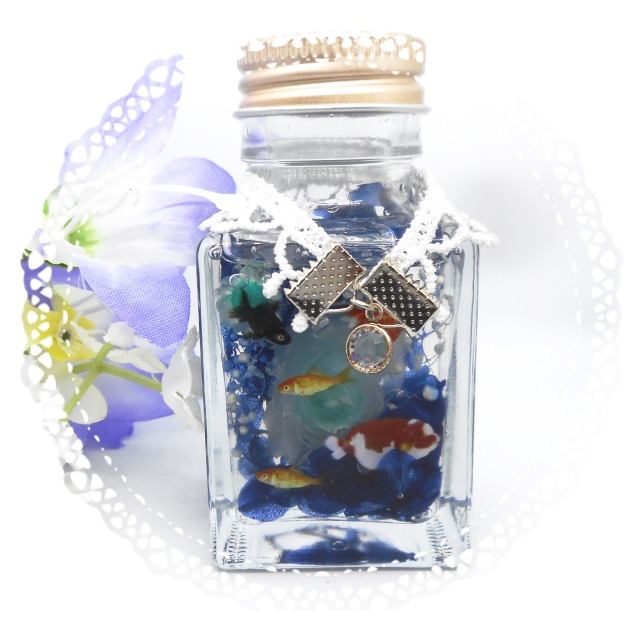 【ハーバリウムボトル】金魚の集い