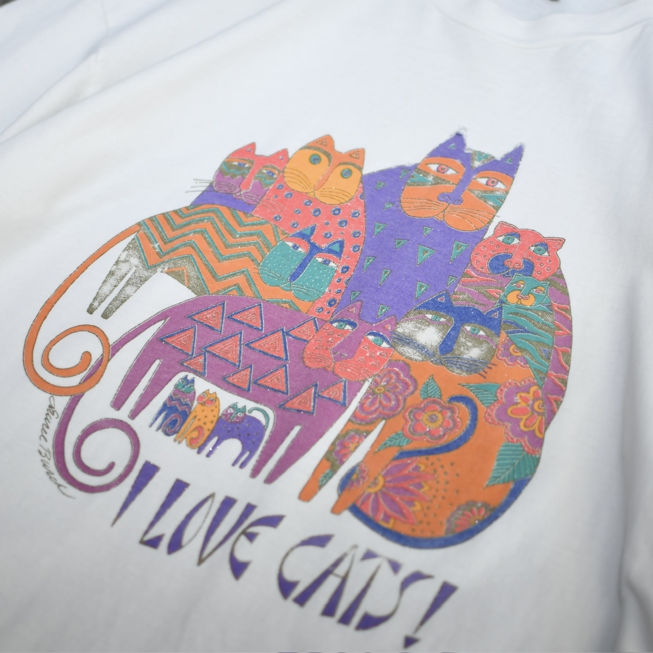 90's I LOVE CATS! print tee