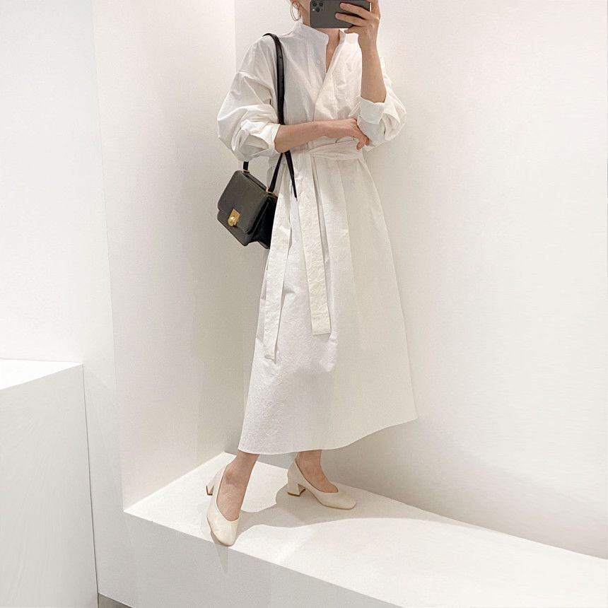 ベストシャツワンピースセット レディース ロング ベスト ワンピース