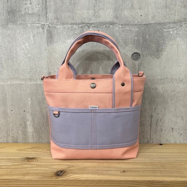 人気No.1.▽Bi Color Tote "M"【シェルピンク×ラベンダー】