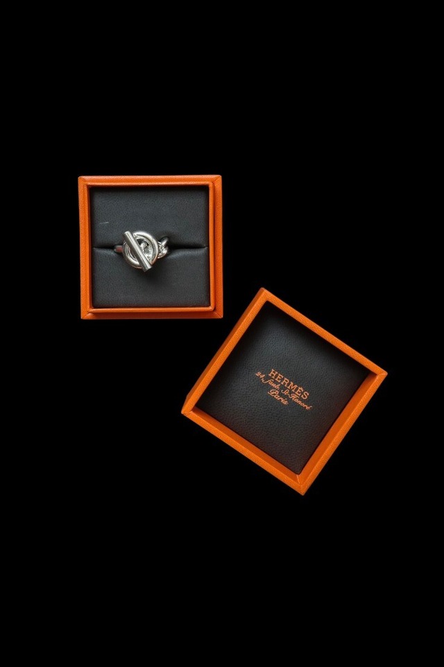 "HERMÈS" Croisette Silver 925 Ring Made in ITALY with Original Box — Size. GM