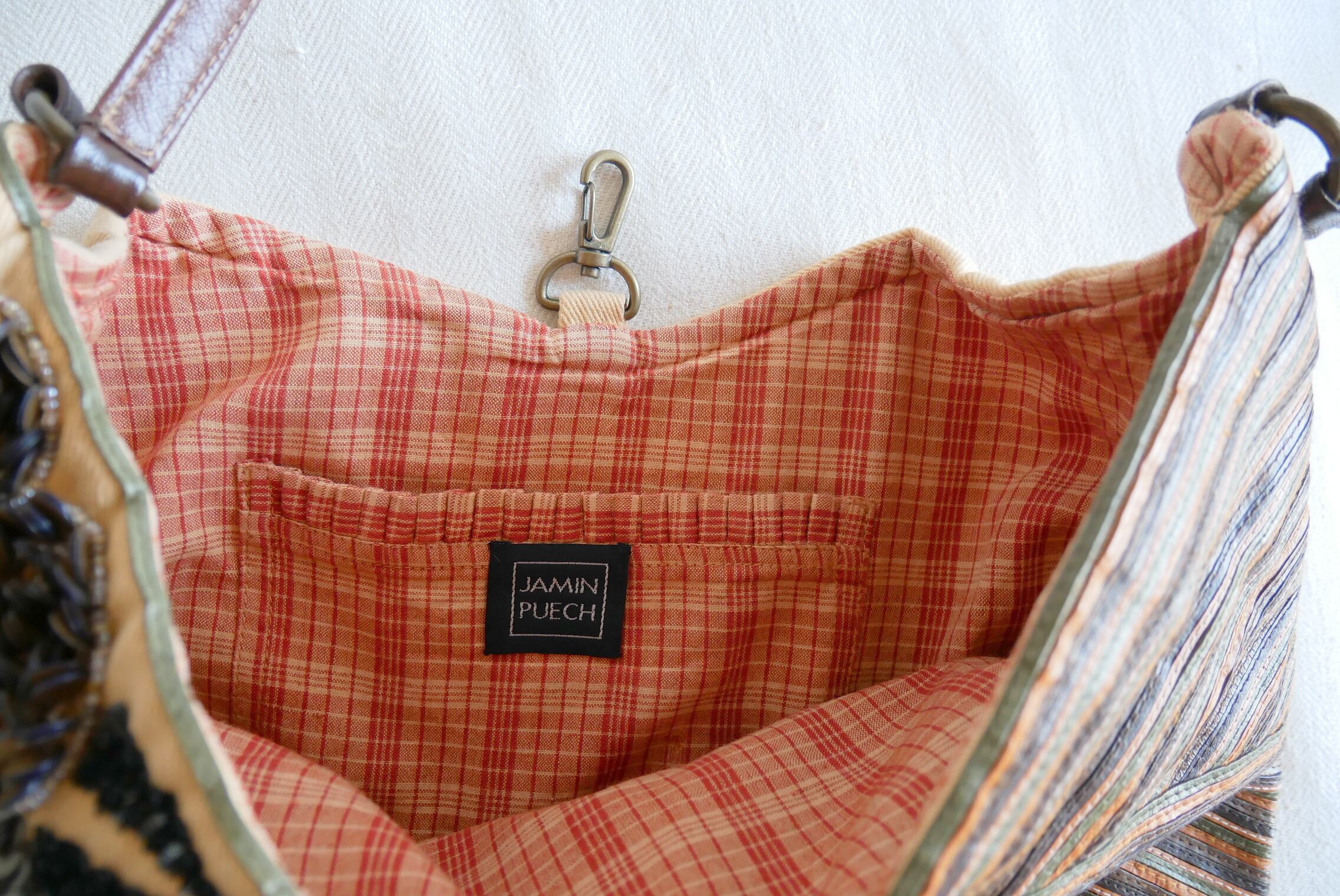 Jamin Puech Paris】レザーのストライプに花のスパンコール