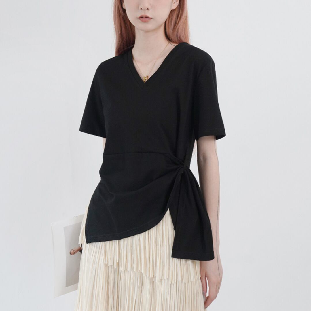 ウエストストリングVネックカットソー K0253