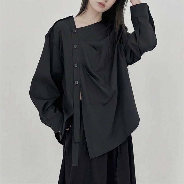 Irregular long sleeve shirt 【2color】C0404