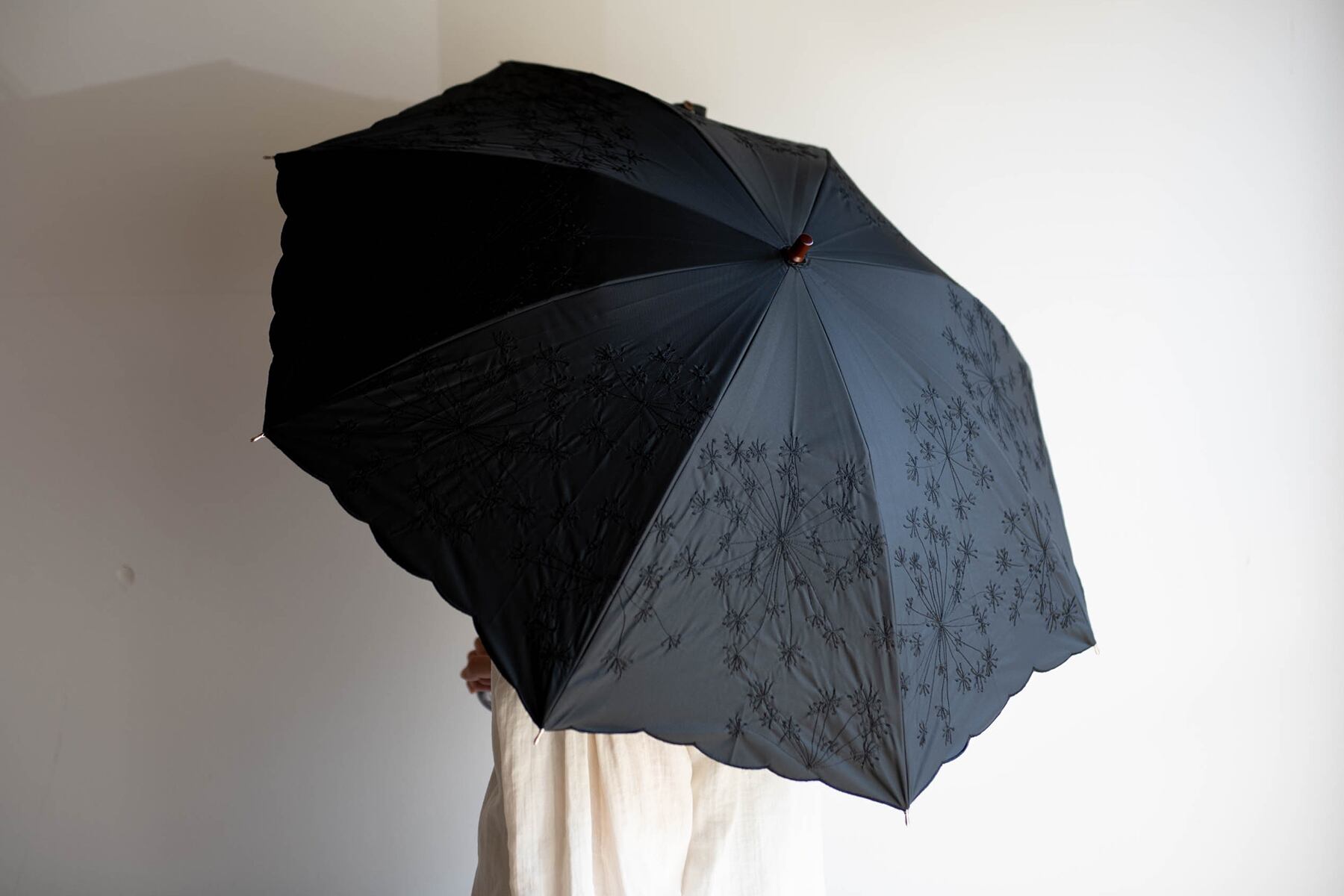 フェンネル刺繍の晴雨兼用日傘｜AND WOOL