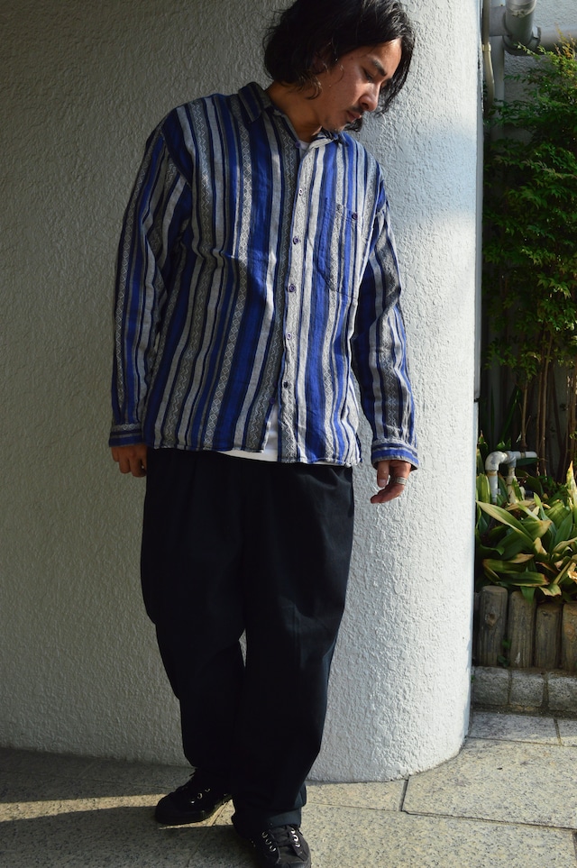 SOSTANZA 1990's From USA Stripe Geometric Cotton Blanket Long Shirt ソスタンツァ 90s ブランケットシャツ