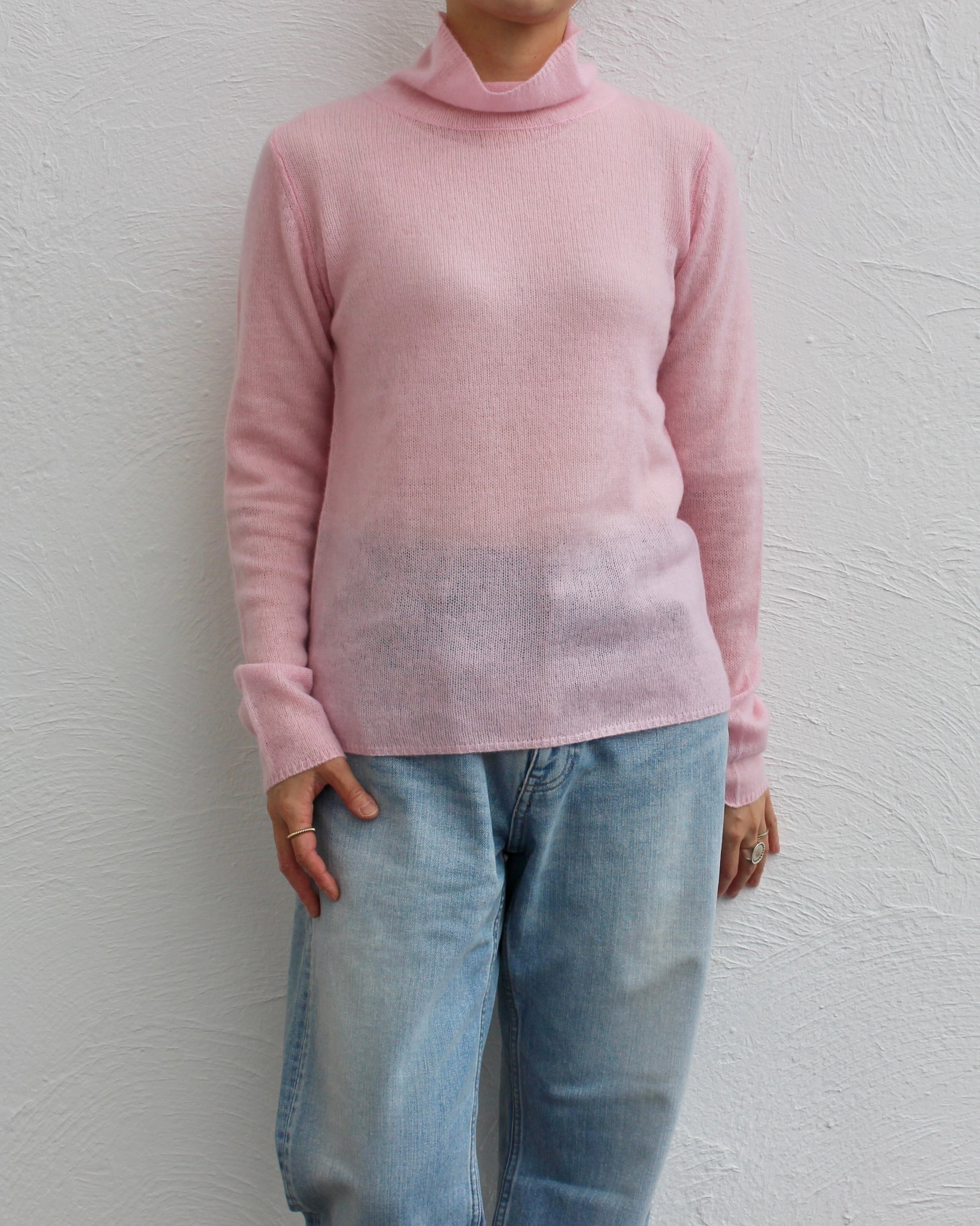 ADAWAS/sheer cashmere highneck knit