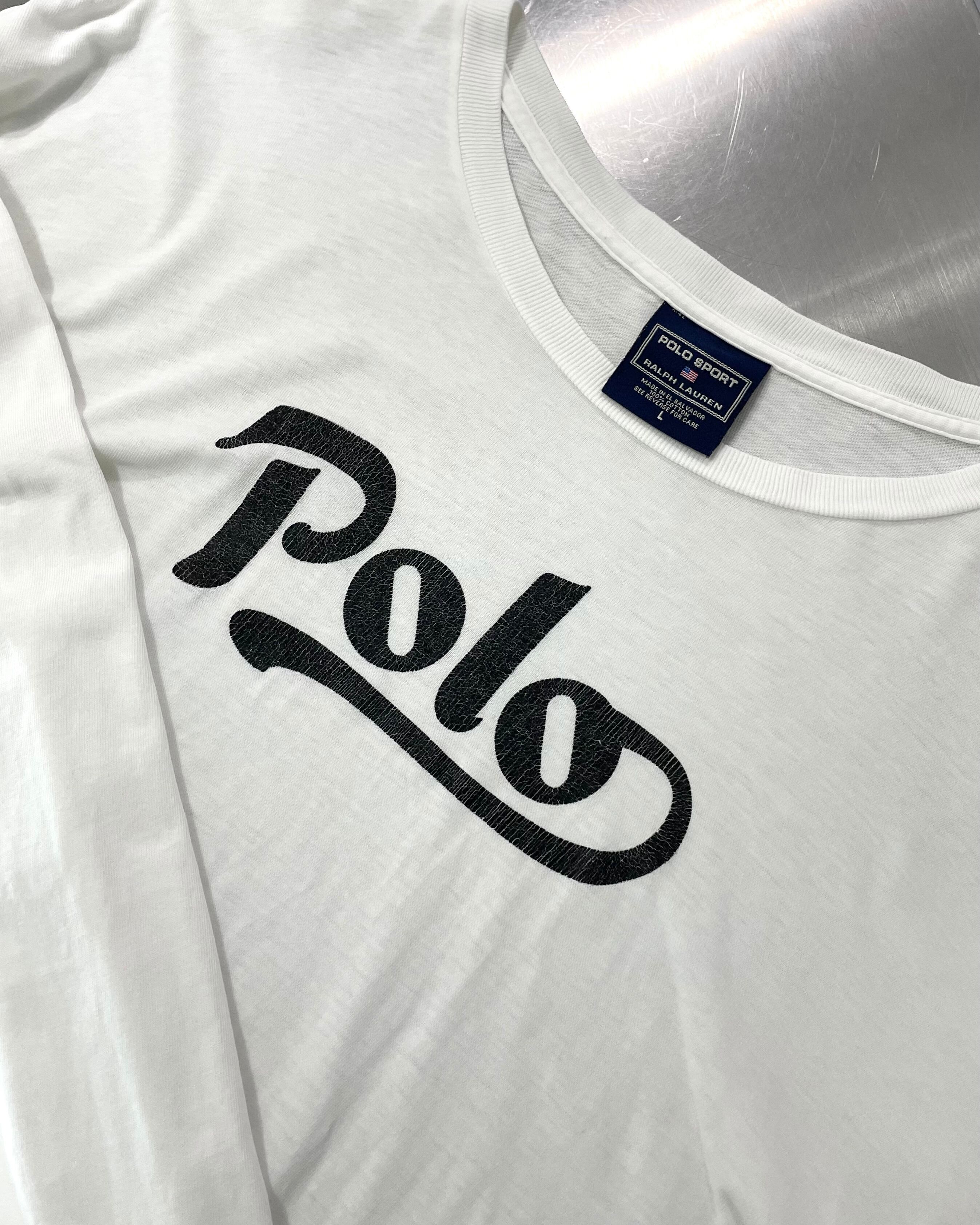 00s POLO SPORT Ralph Lauren "Polo" Logo Print L/S Tee