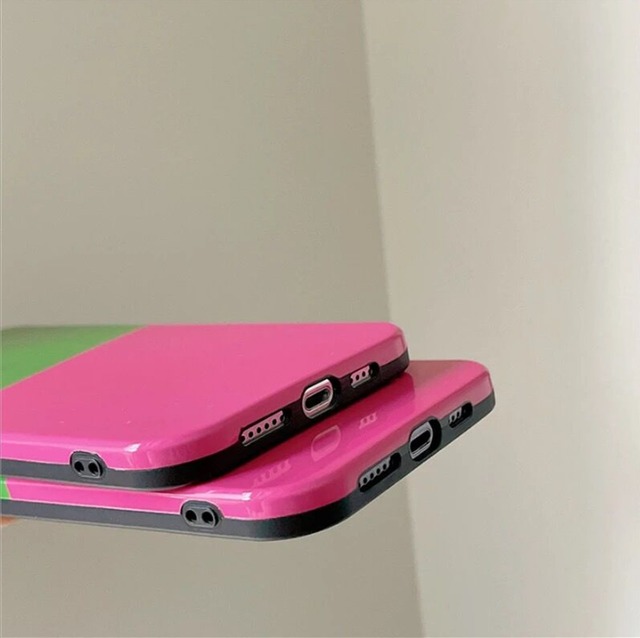 iPhoneケース iPhone13 iPhone12 グリップ付 ハート ピンク グリーン ビタミンカラー 1339