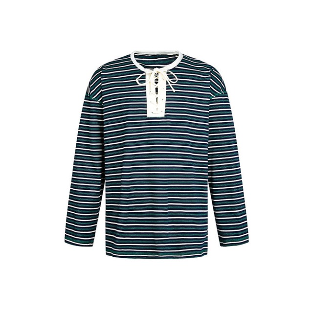 lace-up striped long tee　レースアップボーダーロングティー　J1739