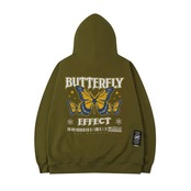 6色展開 裏起毛 バタフライプリント パーカー T564