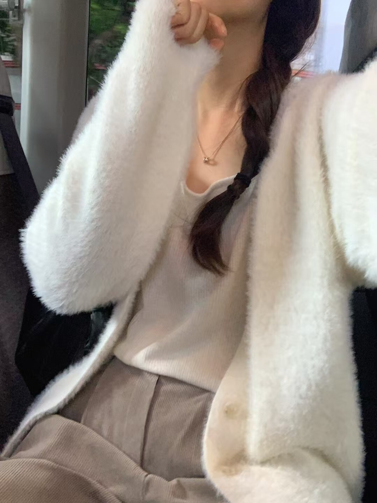 (予約) LITER / Swan fur cardigan 2color