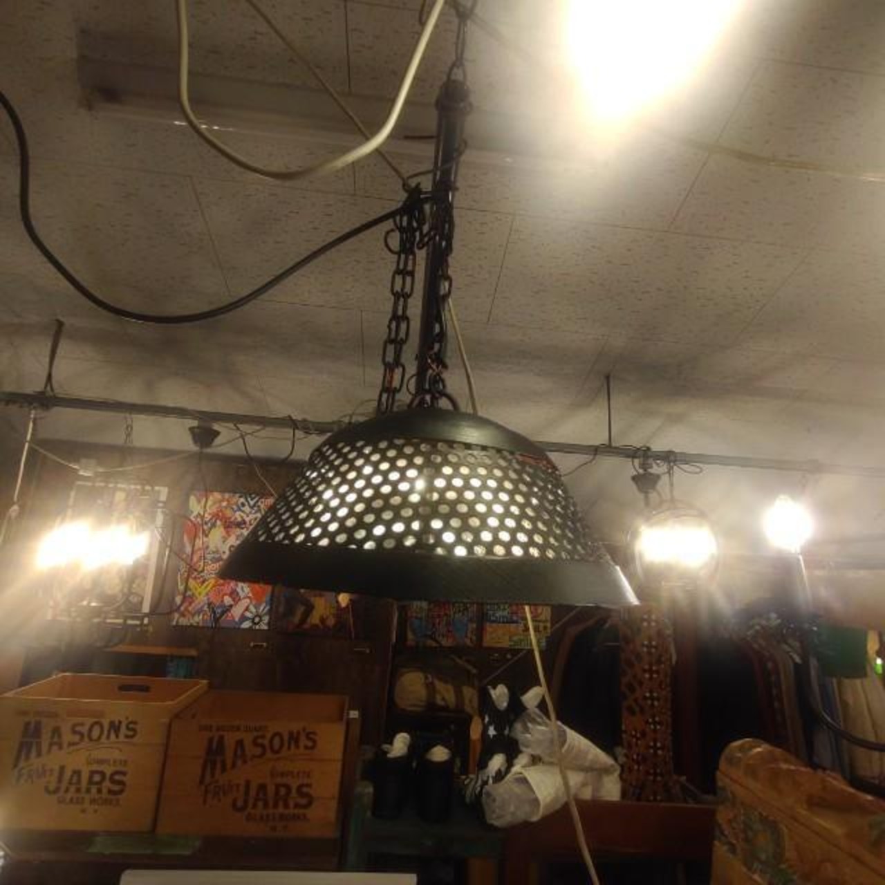 IRON　OVAL　CHANDELIER　２Colors in total Orange Black 2Light hanging
