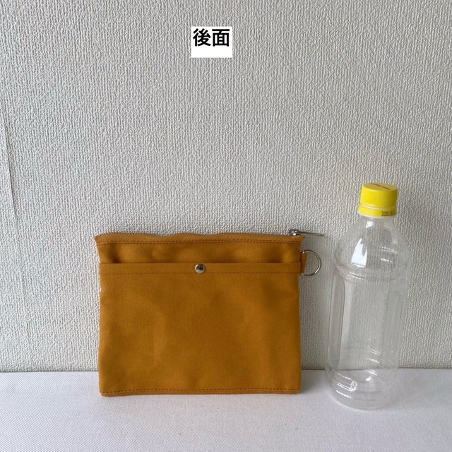 【全6色】前後外ポケット付きポーチ／倉敷帆布11号【受注制作】