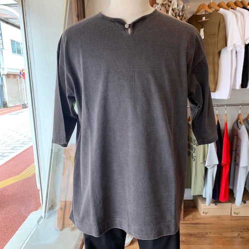 5分袖コンチョTシャツ(スキッパー) Charcoal / BARNS OUTFITTERS BR-8302