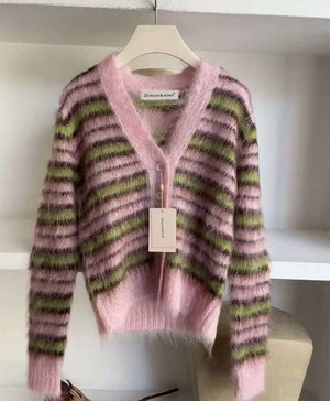 マルチボーダーニットカーデ　AJ22231-8005