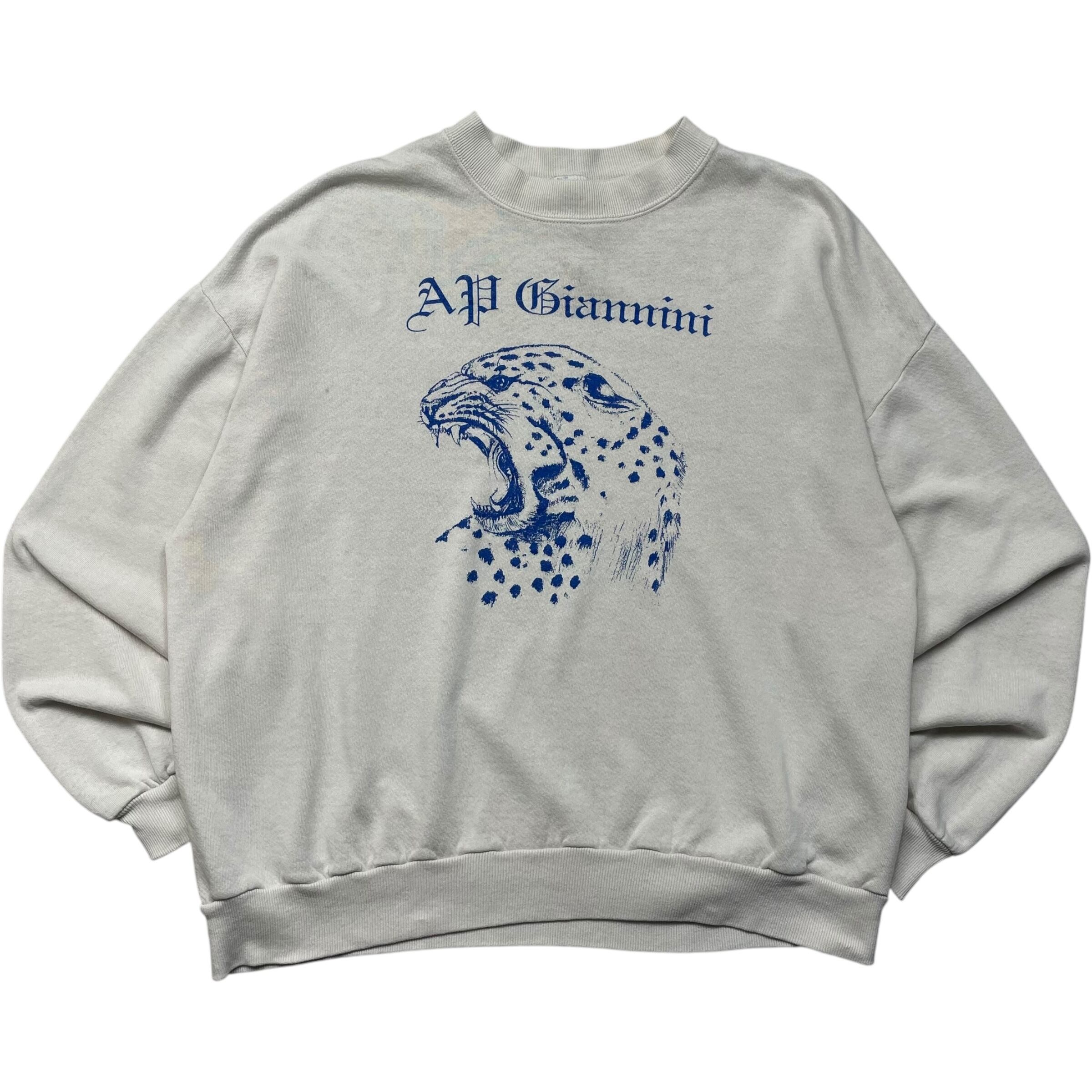 《XL》 JERZEES ジャージーズ スウェット オールドイングリッシュ アニマルプリントホワイト USA製 90年代 vintage no.5544