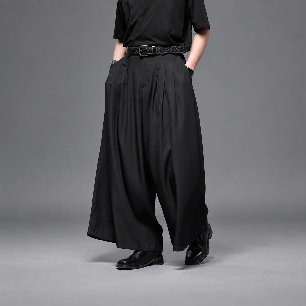 【ORV0054】Draped Loose Wide-Leg Trousers, Long Pants / 3color