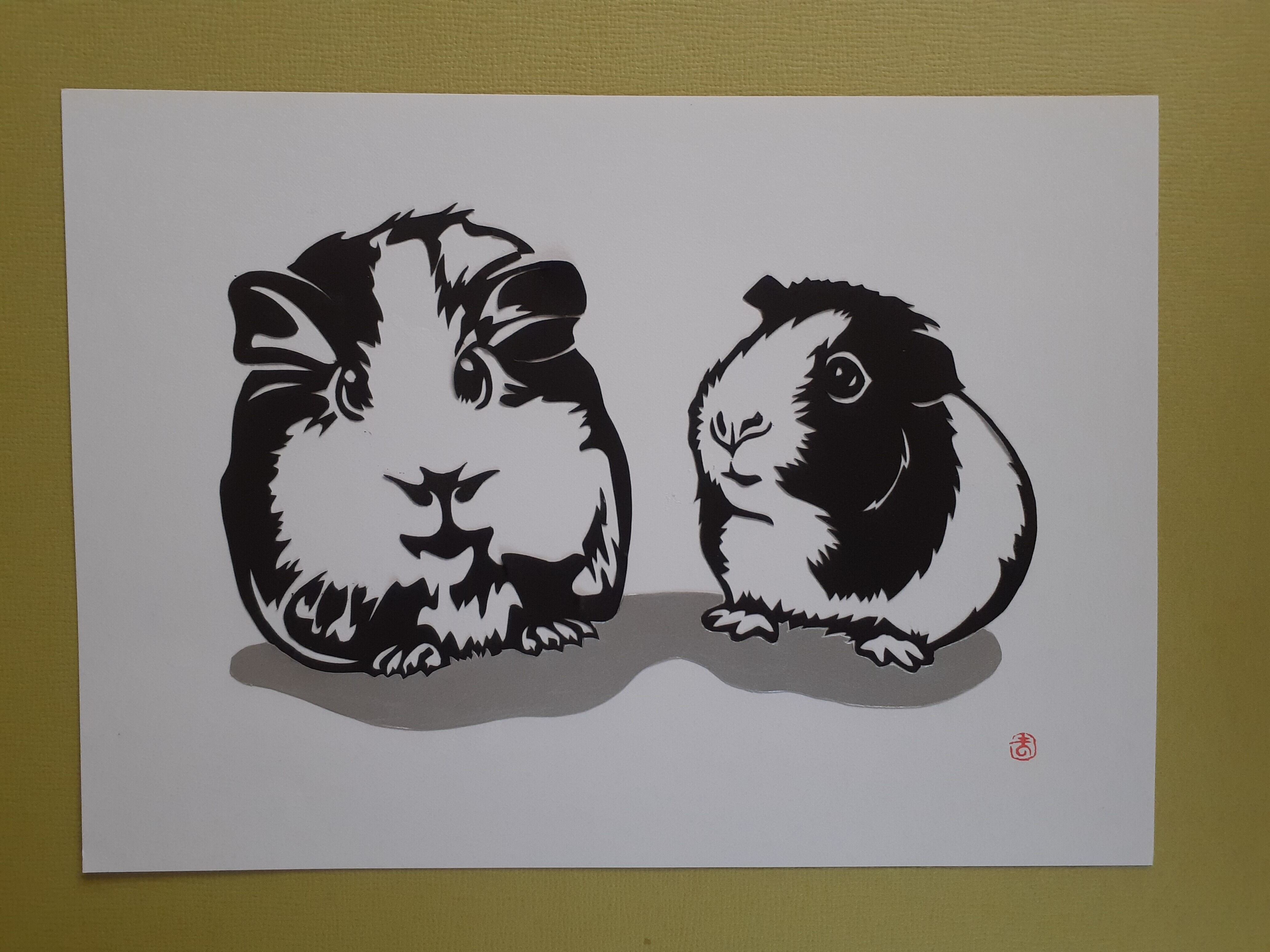 ハムスター絵画 木版画 ハムスター ハムスターの息子に産まれて良かっ