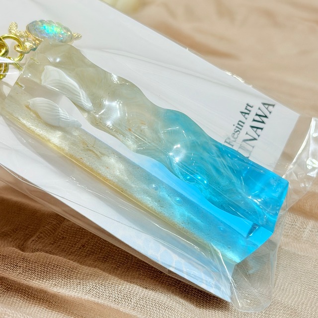 【沖縄の海】波紋アート キーホルダー(A66-9) ①
