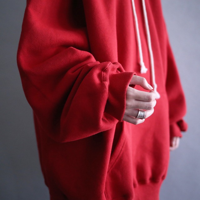 red super over silhouette sweat parka