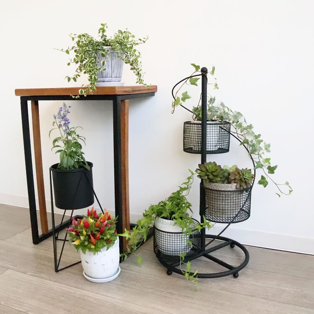 アイアンスタンドプランター（鉢カバー）｜高さ62cm モダン花台