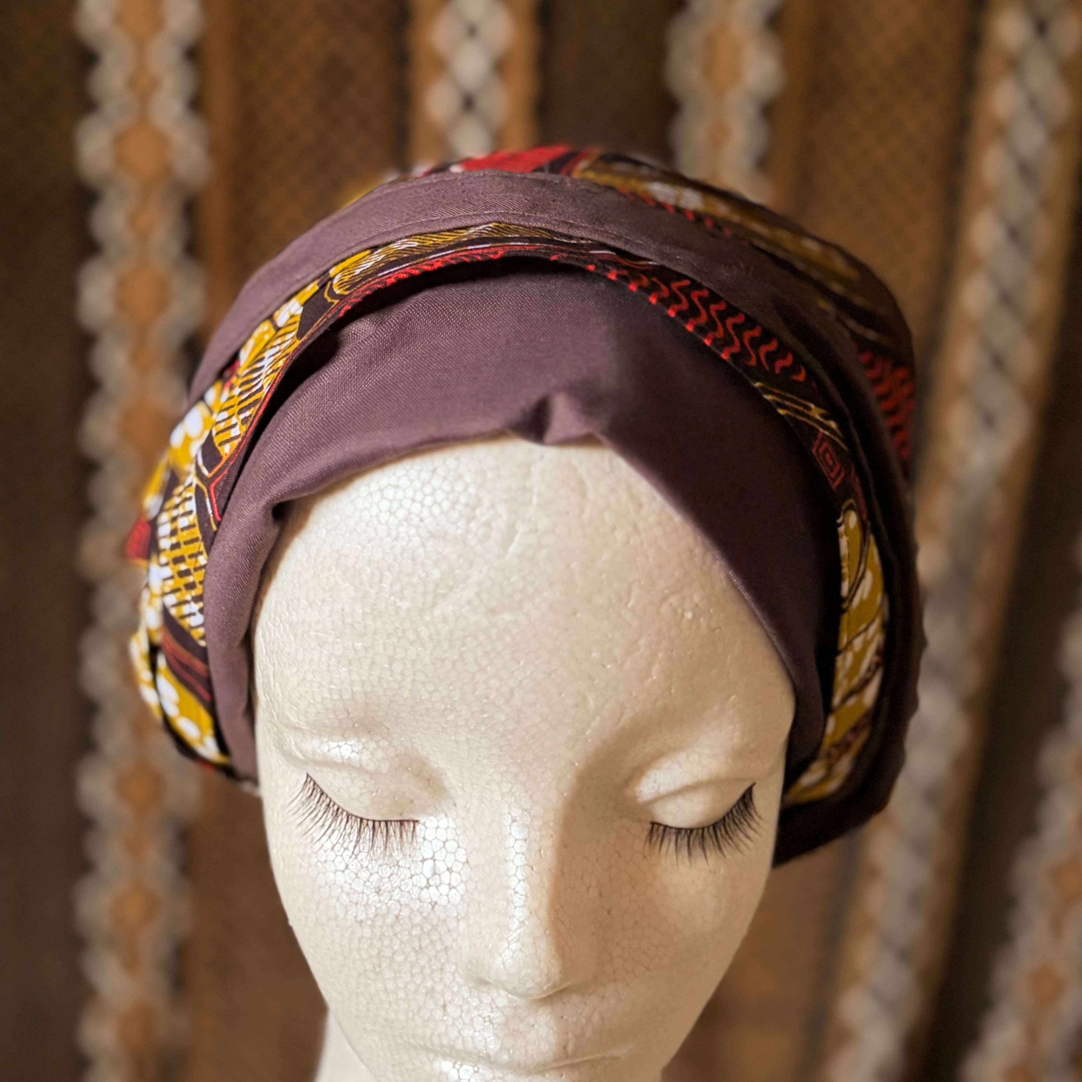 アフリカ布ヘアバンドベースターバン:チョコレートブラウン | BAOBAB