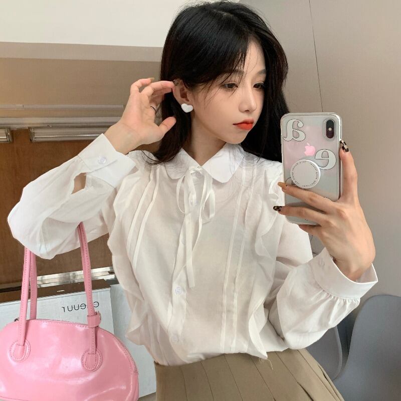 シャツ トップス スプリングオータム ロング 大人ガーリー スウィート キュート カジュアル 春物 秋物 YY-ファッション68235883602