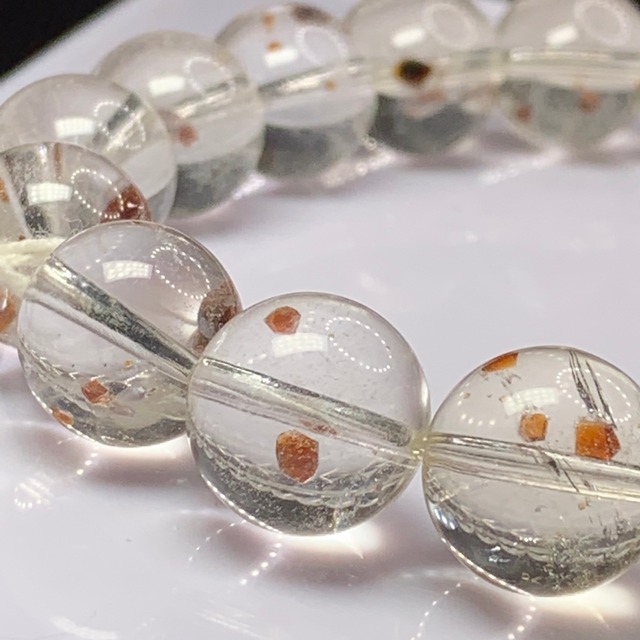 美☆天然ガーネットインクォーツブレスレット