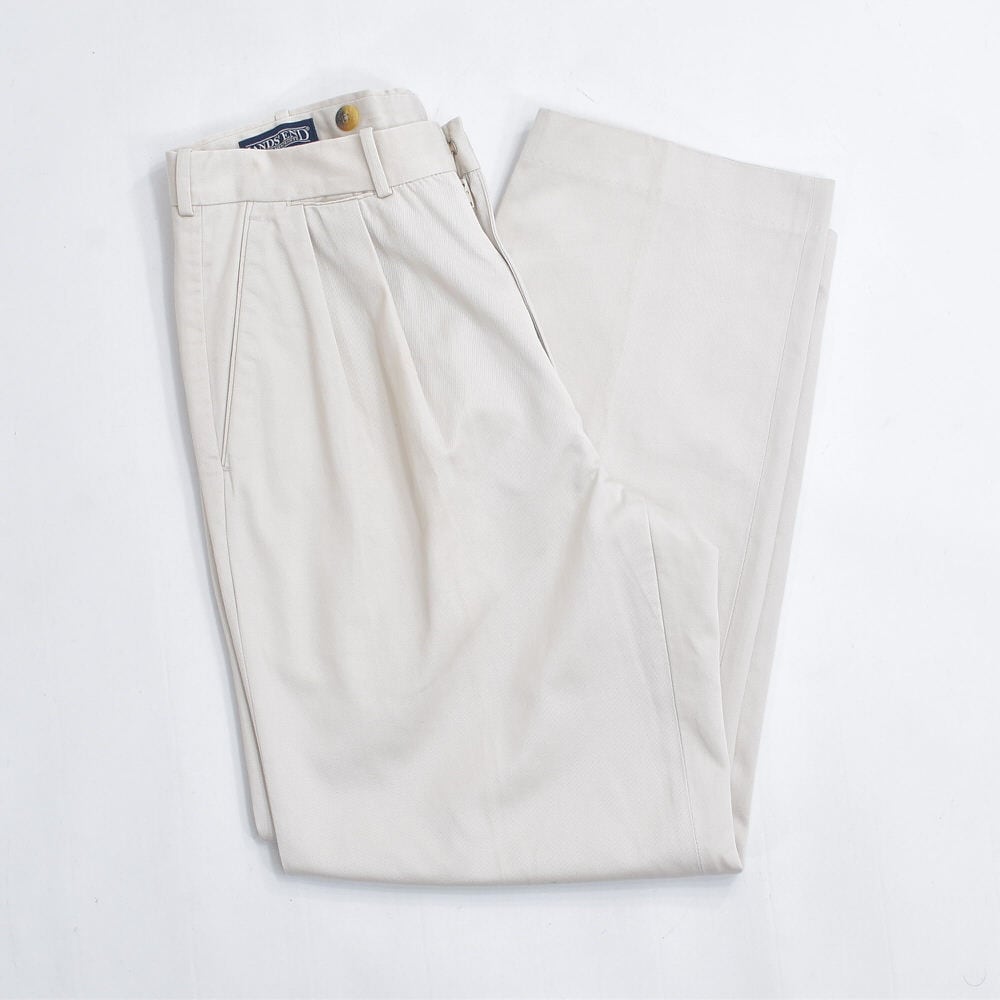 90~00s LANDS' END ランズエンド ツータック コットンツイル チノトラウザーズ クラシック チノパンツ USED ヴィンテージ ビンテージ USA アメリア古着 メンズW29インチ
