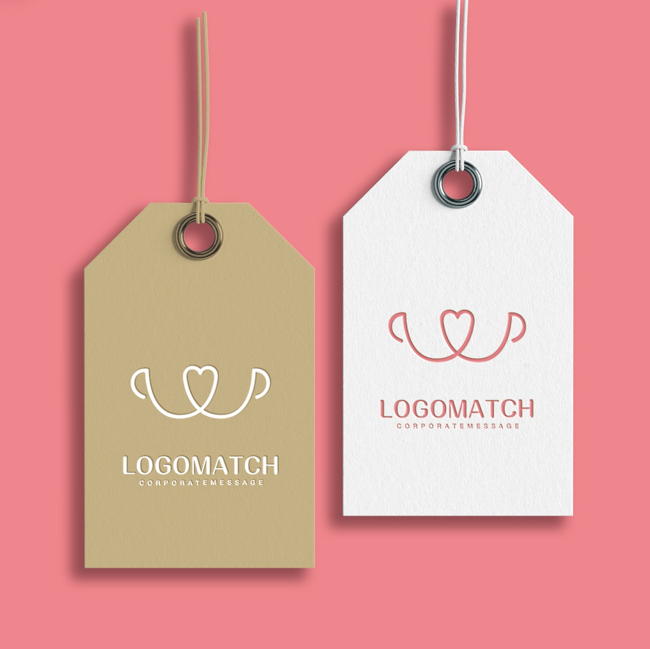 ハートでつながるマグカップのロゴ