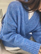 【新作５％OFF・3日間】V-neck Basic Knit_4colors