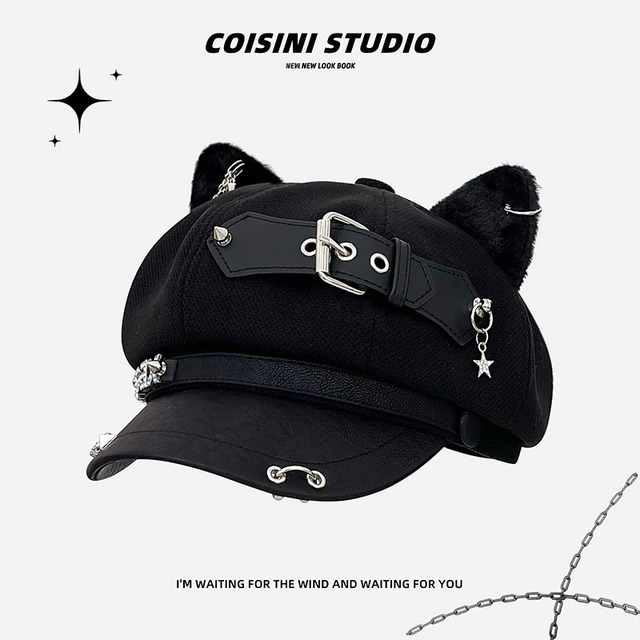 ♥ちょっとダーク、ちょっとキュート！【COISINIシリーズ】★帽子★ 2color Y2K ハット アクセサリー 猫耳