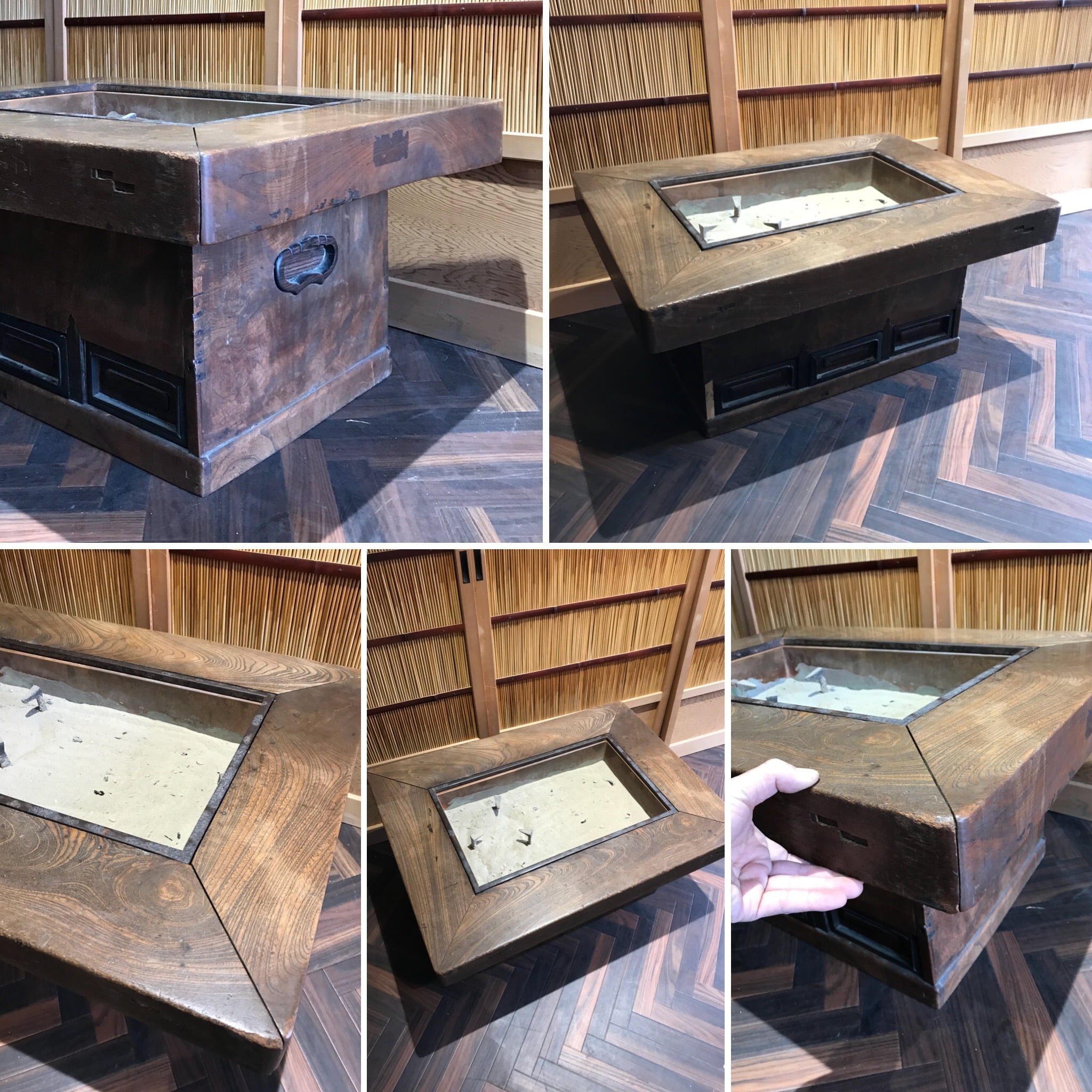 欅 無垢板 関西火鉢 江戸 時代物 和骨董 古民芸 座卓 テーブル 机