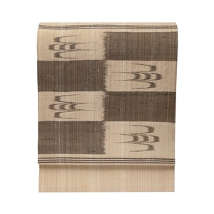 琉球絣　燕と絣の模様　紬地　名古屋帯　【未使用品】