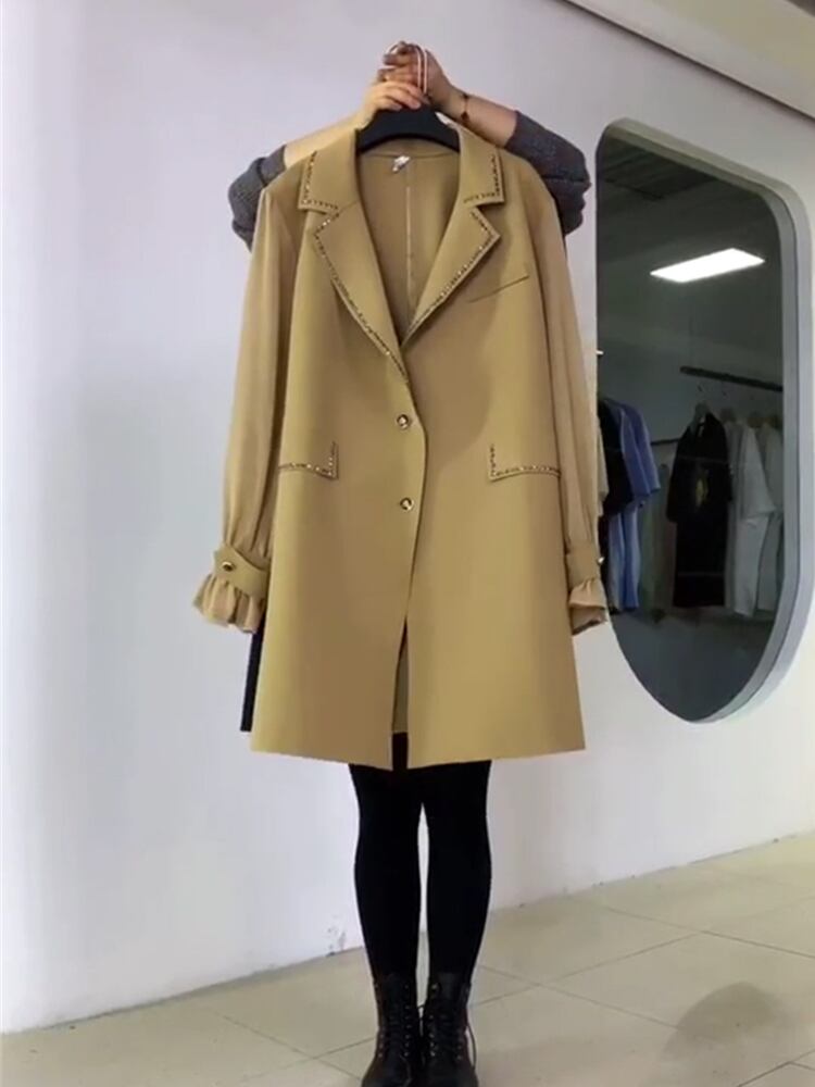 スプリングスタイルカラーダブルポケットジャケット 大きめサイズ 春物 ミックスインファッション73553011907