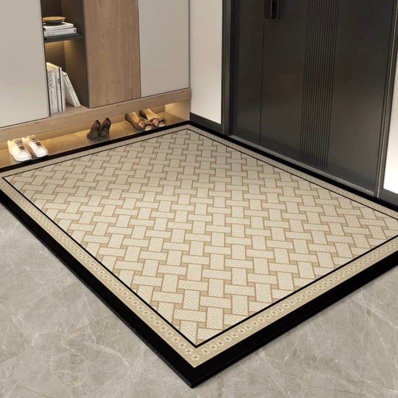 幾何学模様ラグ ホワイト ベージュ シャギーラグ フリンジラグ 幾何学柄 [S/M/Lサイズ] | 【公式】LOWYA