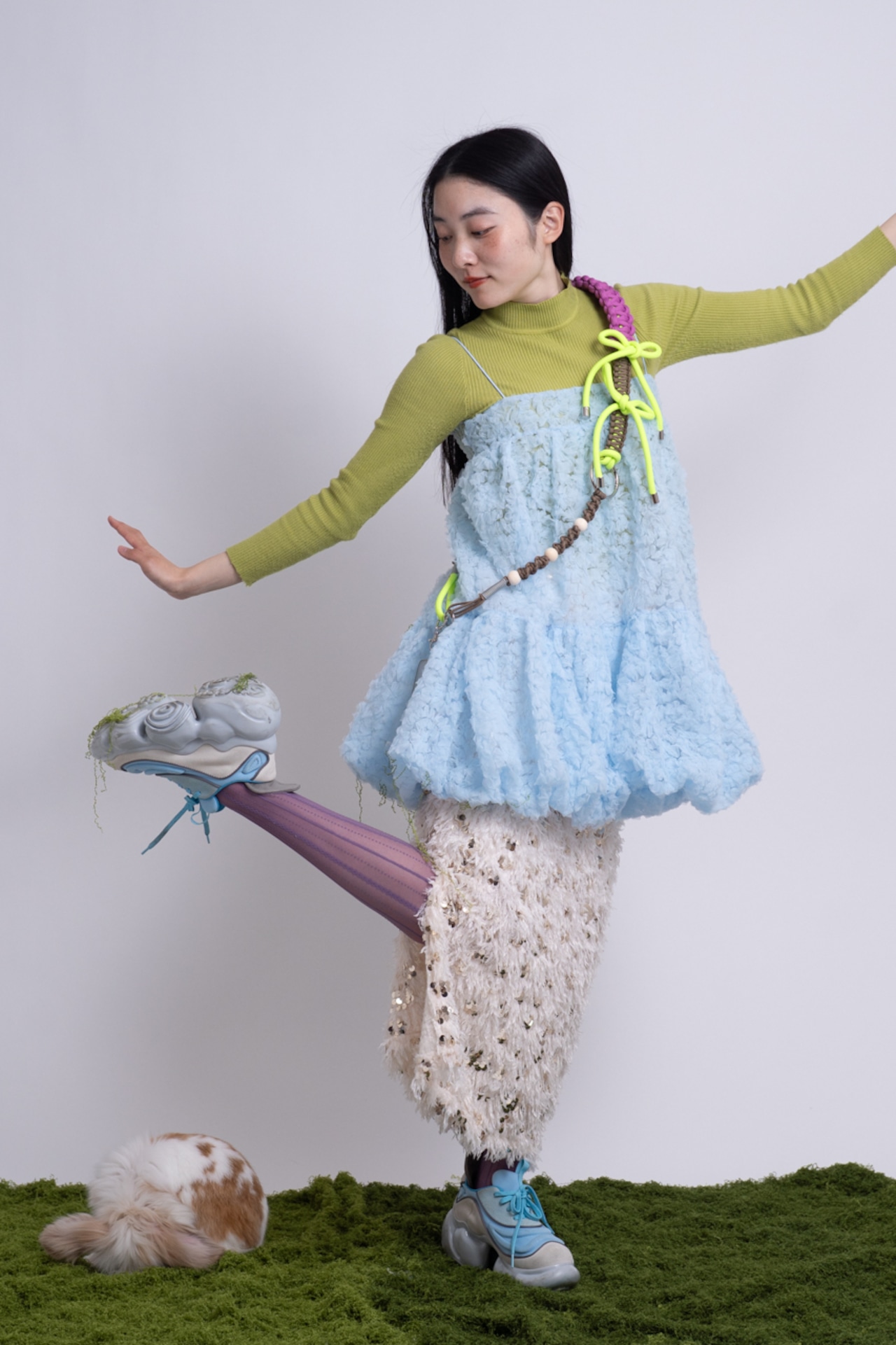 2way thick ribbon strap Lime Green