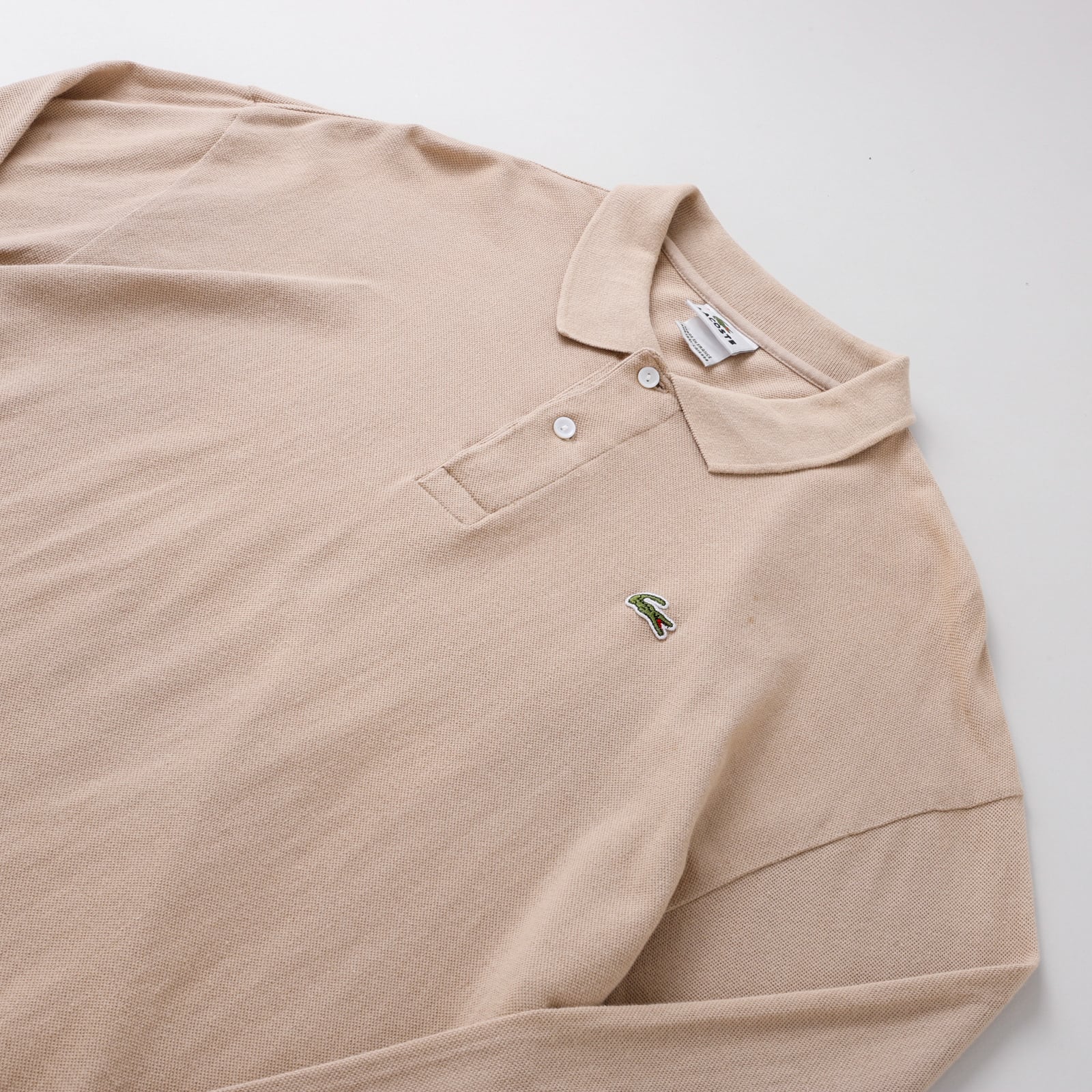 美品】Vintage LACOSTE made in France long sleeve polo shirt beige